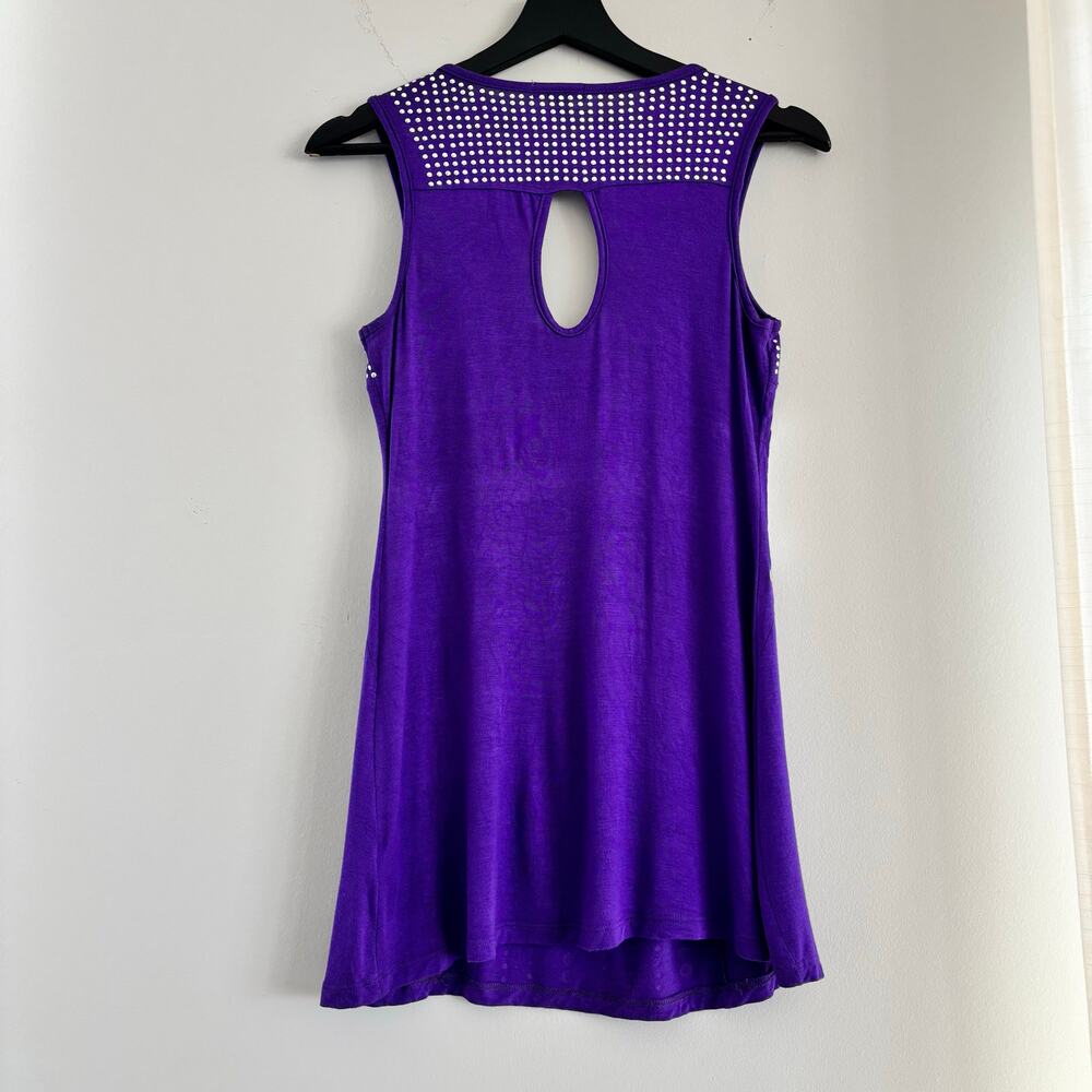 Y2K Caché Silver Studded Tank Top Purple with Keyhole Back - Picture 3 of 5